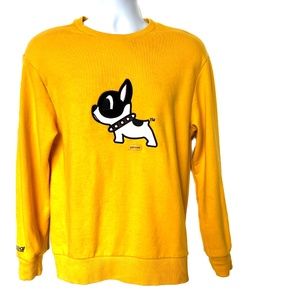 Pancoat Equipment Yellow Sweatshirt Crewneck Sz S Black & White Embroidered Dog